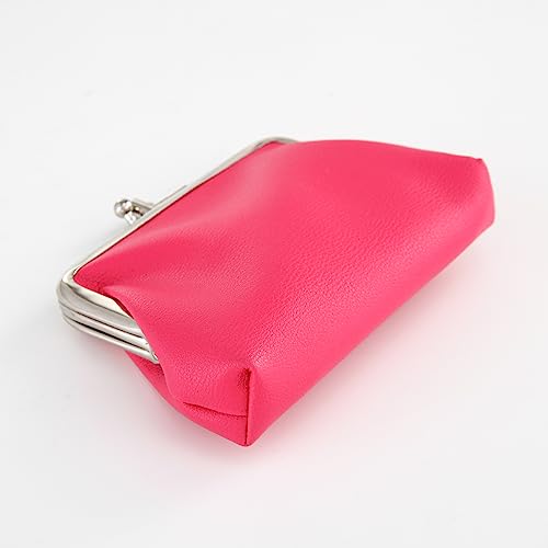 Shimaixjyy Double Layer Coin Purse For Women Girls Rose Red Pu Leather Kiss-Lock Mini Wallet Key Bag Card Holder #TOP5