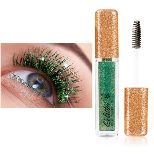 Autmor Lash Diamond Glitter rímel – Máscara de pestañas brillante con diamantes de colores perlados para pestañas impresionantes, duraderas y resistentes al agua, maquillaje de ojos encantador (verde)