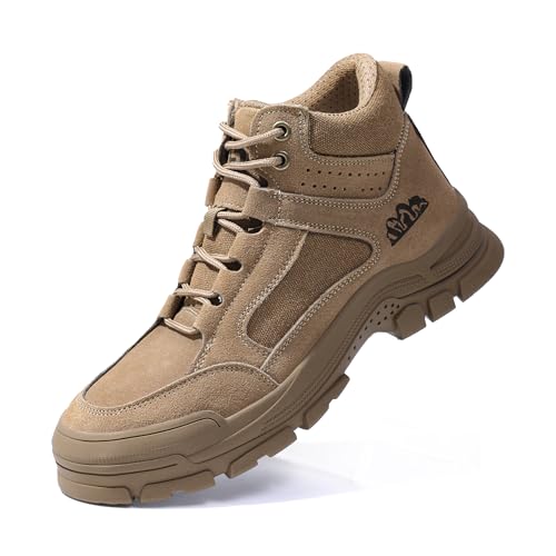 Image of Steel Toe Boots for Men Indestructible Construction Steel Toe Work Shoes Breathable Lightweight High Top Safety Work Boots for Men.