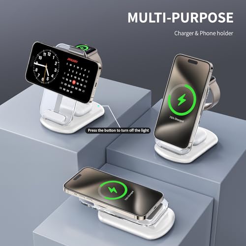 2025 Magnetic Wireless Mag-Safe Charger Stand for iPhone & Apple Watch