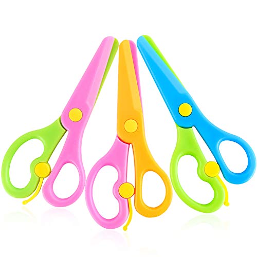 HAKACC Children Safety Scissors Preschool Training Scissors, Pre-School Training Scissors, Child-Safe Scissor, Children Safety Scissors 3Pcs