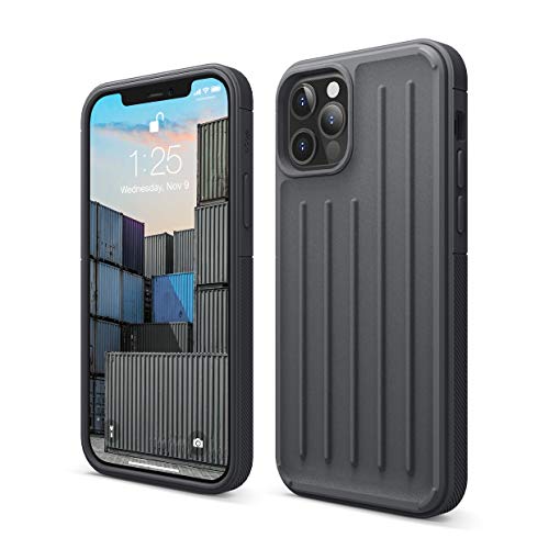 elago Coque iPhone 12, Coque iPhone 12 Pro Armor Compatible avec iPhone 12 & iPhone 12 Pro (6,1u0094) Étui en TPU Flexible Antichoc, Complète du Corps, Case de Design Antidérapant (Gris Foncé)