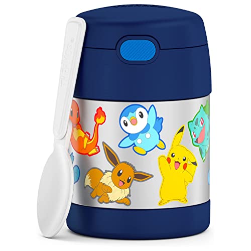 Image of THERMOS FUNTAINER 10 Ounce Stainless Steel Vacuum Insulated Kids Food Jar with Spoon, POKEMON