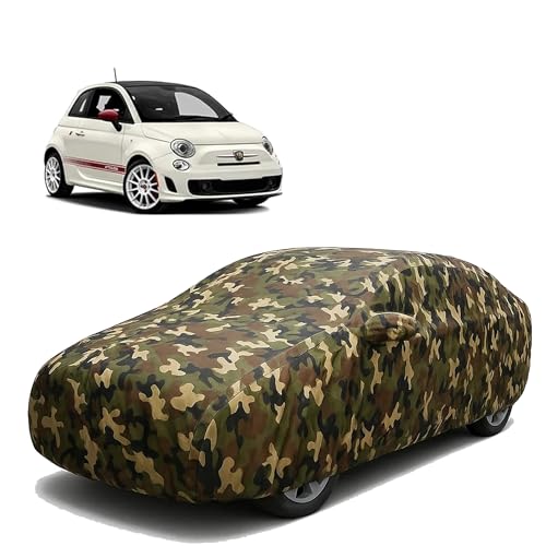 Image of Sulfar 100% Waterproof Car Body Cover Compatible with Mirror for Fiat Abarth with Long Lasting Durable Material (Triple Stitched, Full Bottom Elastic, Camouflage Army)