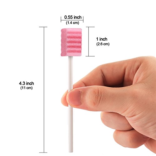 100 x Disposable Sterile Unflavored Oral Pads for Mouth and Gum Cleaning - Sponge and Paper Rod
