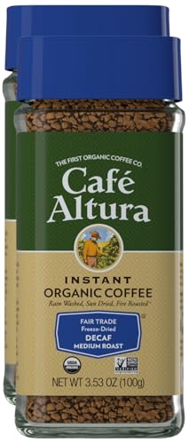 Cafe Altura Decaf Freeze Dried Instant Organic Coffee, 3.53 oz Jar (Pack Of 2)