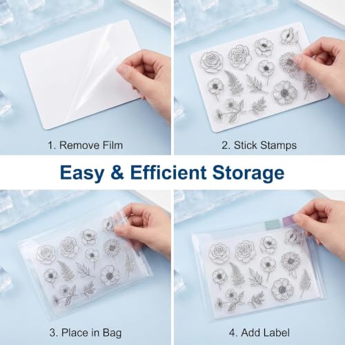 Image of 24 PCS Clear Stamps Storage Panels,Resealable Die Cut Storage Bag, White Plastic Stamps Organizer Panels, Clear Stamp Organizer Set for Die Cutting and Decorative (24)