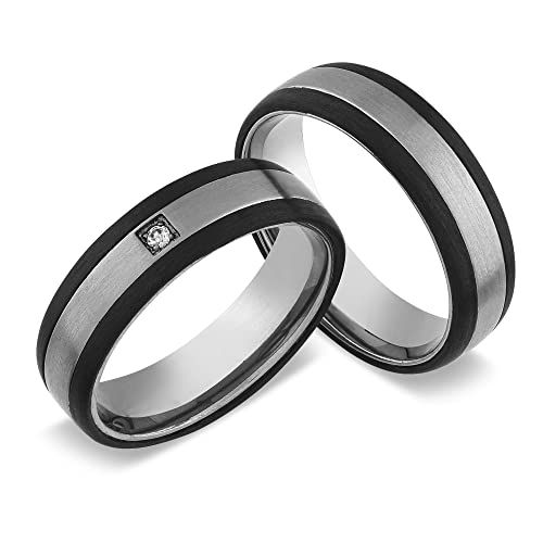 Schmuck Depot Trauringe, Titan Carbonringe MATT, Diamant (0,020 ct w/si), Partnerringe, Eheringe , Hochzeitsring (Gravur/Etui) Cover