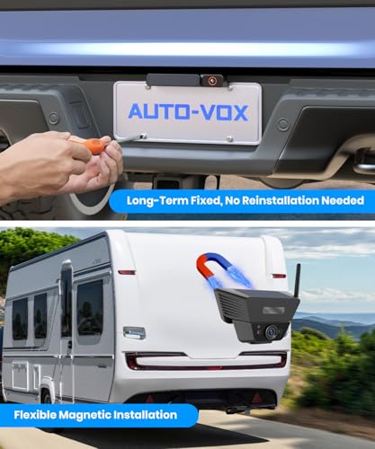 Image of AUTO-VOX 2 Solar Wireless Backup Camera System: 3-Min Quick Installation | 7.2 inch 1080P Monitor for Wider Rear & Trailer View, IP69K Waterproof Back Up Camera for Truck, RV, Camper, Horse /Boat Trailer