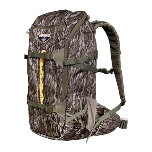 Image of TENZING 2100 Whitetail Day Pack, Mossy Oak Bottomlands Hydration Bladder Compatible Durable Camo Backpack with 4 Compartments & 15 Organizational Pockets for Hunting Gear and Equipment