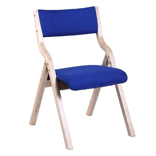 イス折りたたみ椅子無垢材椅子折りたたみバックチェアダイニングチェアホーム小さなアパート耐久性のあるシンプルなコンピュータ折りたたみ椅子 (ダークブルー(取り外し可能、洗濯可能))