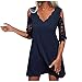 Ni_ka Robe Femme Sexy Dentelle Grande Taille Robes Courtes à éPaules DéNudéEs Et Col V Dresses 1/2 Manche Chic Et Glamour Women Dress Summer Noir Blanc Bleu Foncé L