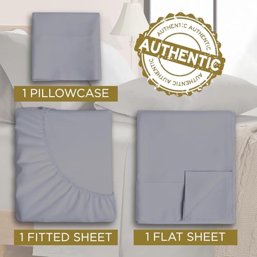 Image of Twin XL Cotton Jersey Sheet Set, Soft & Comfy, Hospital, Medium Grey