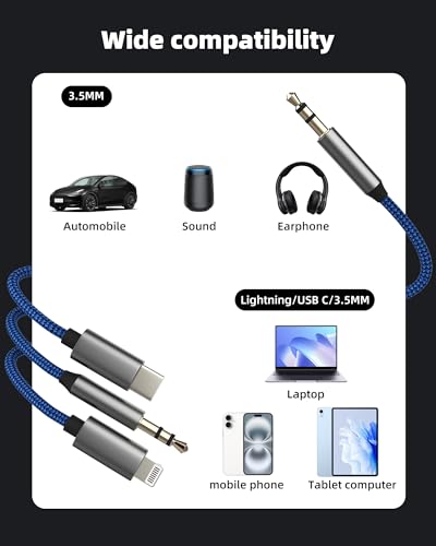 Cable AUX para iPhone 14 Pro con conector Lightning a 3.5mm con sonido estéreo sin pérdidas 5