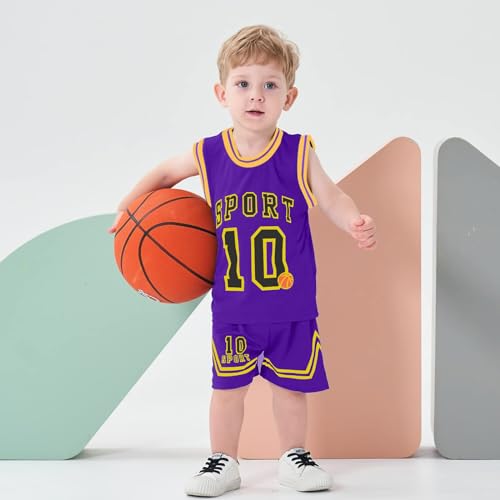 Image of Volunboy Kids Sports Shorts Sets Boys Jerseys Tracksuit 2 Piece Basketball Performance Tank Top and Mesh Shorts Set