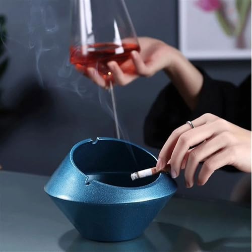 Cendrier en alliage bleu modèle robuste et stable pour salon - 4