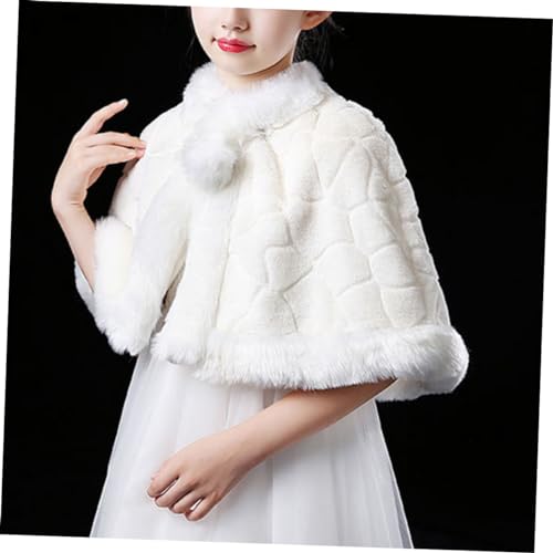Didiseaon Girls Coat Pom Boy Girl's Plush Shawl Winter Tippet Elegant Cape for Parties Photo Shooting2