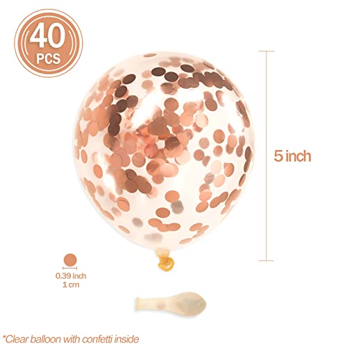 Image of Rose Gold Confetti Balloons, 40 Pcs 5 Inch Clear Balloons with Confetti Inside for Birthday Party Graduation Engagement Cake Topper Decor Bridal Shower Baby Shower Decoration Supplies