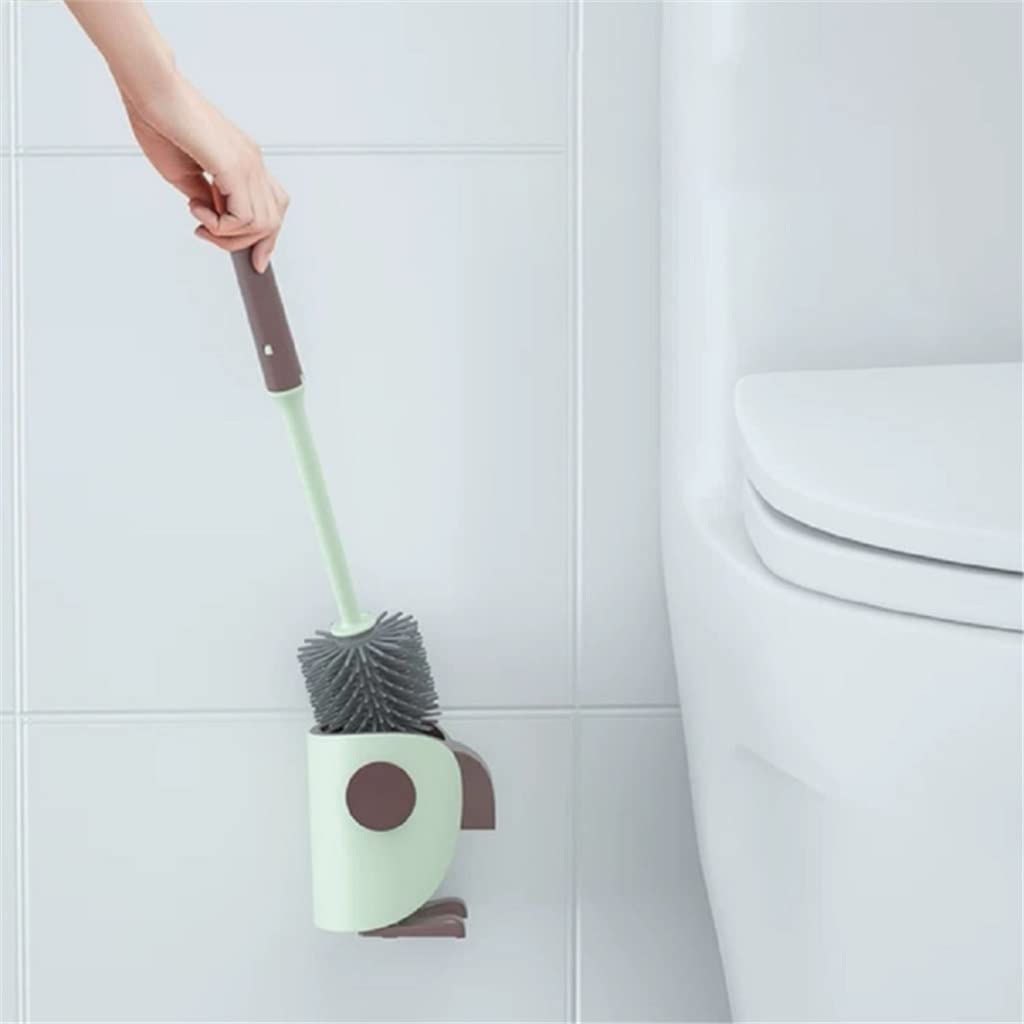 Juego de escobilla y Soporte para Inodoro, Cepillo de Limpieza para Inodoro de baño con Silicona Suave, Cepillo de Suelo de pie y de Pared