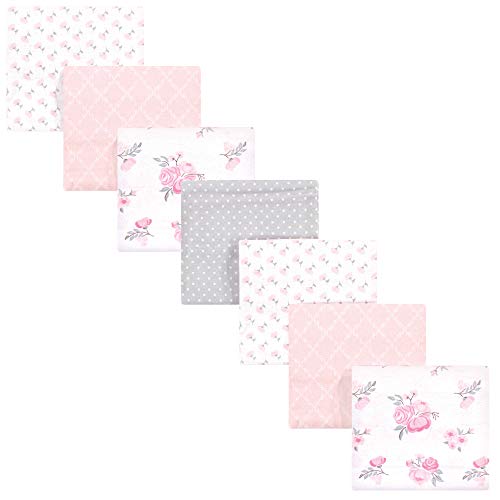 Image of Hudson Baby Unisex Baby Cotton Flannel Receiving Blankets Bundle, Pink Floral, One Size
