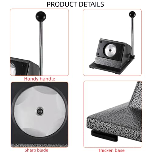 Manual Circle Cutter for Badges, 25mm Round Punch Die Cutter Tool, Graphic Badge Maker for Custom Medals, PVC Cards & Round Signs, Easy to Use Button Cutting Tool