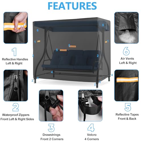 Swingcoversforoutdoorpatioswing3seater420doxfordheavydutymaterialvelcrodrawstringsventsreflectivehandleshammockgardenporchswingcoverantiuvfullprotection855066in Urban Country Home Decor Swing covers for outdoor patio swing 3 seater 420d oxford heavy duty material velcro drawstrings vents reflective handles hammock garden porch swing cover anti uv full protection 85 50 66 in urban country home decor