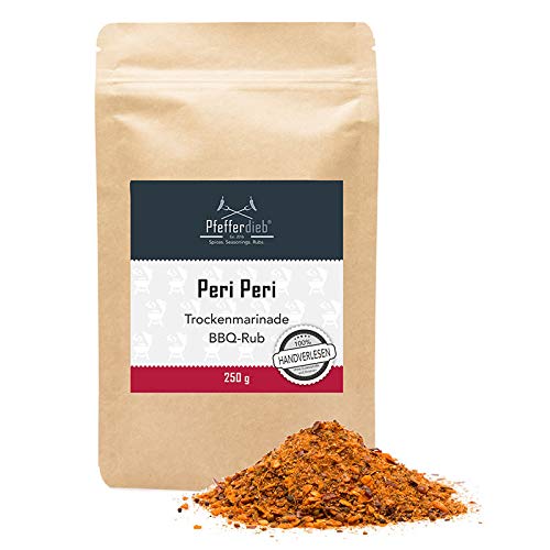 Peri Peri - Premium Grillgewürz, Trockenmarinade, BBQ Rub perfekt für Spare Ribs und Geflügel, 250g - Pfefferdieb® Cover