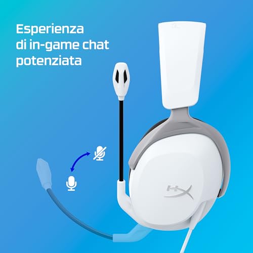 Cloud Stinger II Core, Cuffie da Gaming, Connessione Cablata a 3,5 mm, Audio Immersivo, Telaio in Plastica, Cuscinetti in Memory Foam Rivestiti in Tessuto, Adatto per PC, PS4 e PS5, Bianco - Cuffia gaming - Immagine 1
