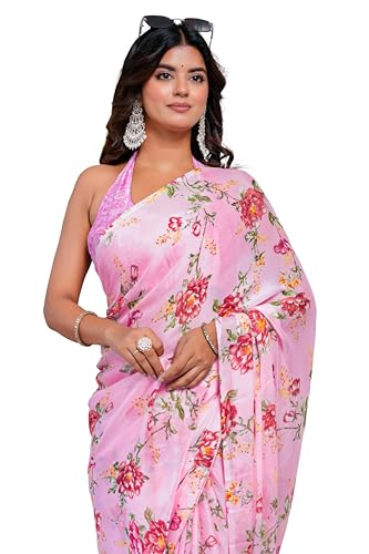 Image of MIRCHI FASHION Women Saree Chiffon Floral Printed | Breathable Lightweight Sari for Regular Home and Office Wear with Blouse Piece