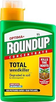 Roundup Optima+ Concentrated Weed Control   Liquid Formula, 280ml & 1L   Suitable for Paths, Gravel, Drives & Fences   Replanting Possible After 24 Hours 1L