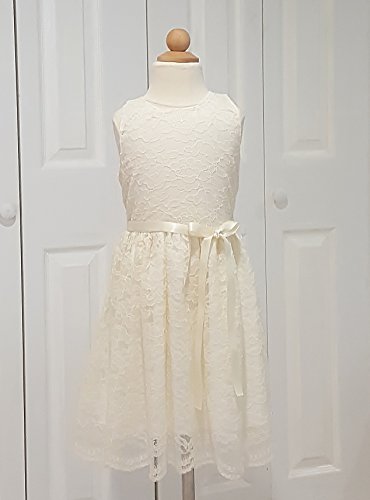 Ivory Flower Girl Lace Dress Bow Sash Children Communion D63