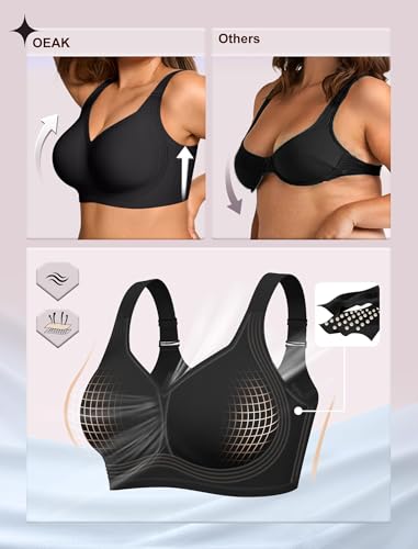 Image of OEAK Womens Wireless Jelly Bras Plus Size Support Push Up Comfortable Bra | no underwire,full coverage,for large breast,minimizer bra,seamless,tshirt bras,everyday bra