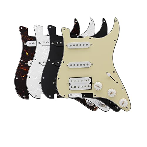 BIPROS 5 pièces de Guitare électrique précâblées chargées par ramassage Pickguard SSH HSS (Color : Nero) - Les Beatles, Paul McCartney, John Lennon, RIngo Starr, George Harrison BIPROS 5 pièces de Guitare électrique précâblées chargées par ramassage Pickguard SSH HSS (Color : Nero) – Image 3