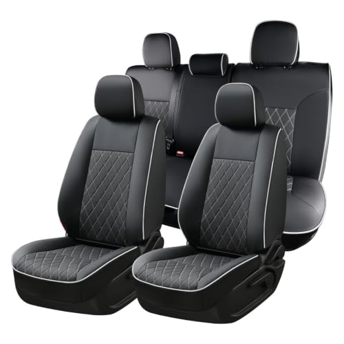 Image of Coverado Tacoma Seat Covers Full Set, Faux Leather Seat Covers Custom Fit for 2016-2023 Toyota Tacoma Double /Crew Cab Base Prerunner SR5 Limited TRD Sport Interior Covers (White Line)