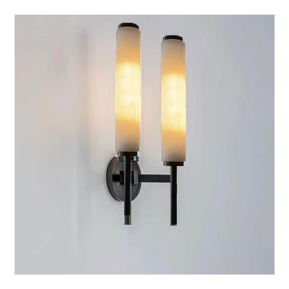 HXYSXHJUO Nordic Marble Wall Lamp Gold Wabi Sabi Cloud Stone Sconce Vanity Brass French Milk Glass Mounted for Bedroom Bedside Living Room Study Corridor Entryway(Black,2-Light)