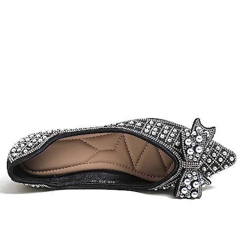 Image of Flats Shoes Women Rhinestone Square Fashion Ballet Flats Wedding Flats for Women Comfortable Slip on Low Heel Dress Shoes