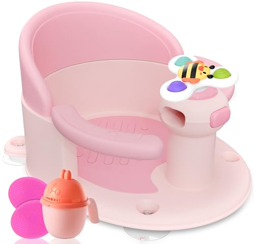 Image of BEBELEH Baby Bath Seat for 6 Months & Up - Safe Infant & Toddler Bathtub Seat for Sitting Up - Baby Bath Tub Seat for Shower (Pink)