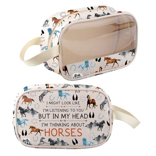 Horse Makeup Bag Horse Gifts For Horse Lovers Equestrian Gifts Cowgirl Cosmetic Bag Horses Zipper Pouch Travel Toiletry Bag