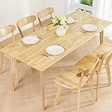 DELAVIN 70.8 Inch Large Solid Wood Dinner Table for 6-8 People, Mid Century Oak Kitchen Table with Natural Wood Grain, Luxury Rectangular Dining Table for Family, Party, Office, Easy Assembly, Natural