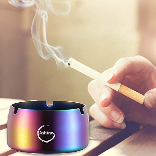 image for DiLan Ashtray Stainless Steel Ashtrays Mini Ashtray Windproof Durable 