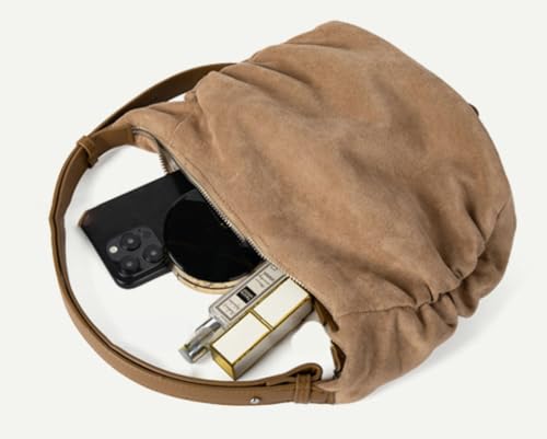 Stylish Suede Crescent Bag for Women Mini Slouchy Bag Fall Winter Tote Handbag Causal Shoulder Bag with Adjustable Strap 20242