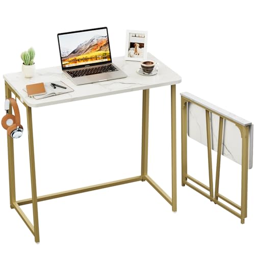 WOHOMO Kleiner Schreibtisch Klappbar 80 cm, Klappschreibtisch für Kleine Räume, Faltbarer Tisch...