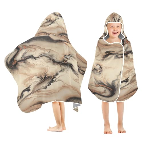 Kigai Black Gold Marble Hooded Beach Towel for Kids Soft Absorbent Quick Dry Bath Towel with Hood Lightweight Toddler Shower Pool Bath Wrap for Boys Girls