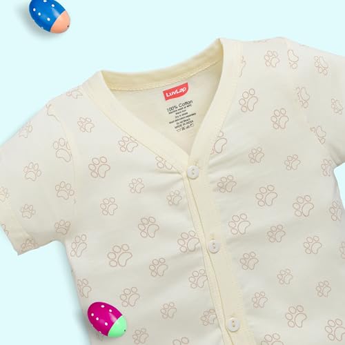 Image of LuvLap Baby Girls Regular Fit 100% Cotton Half Sleeves Girls Jhabla Shirt Pack of 4