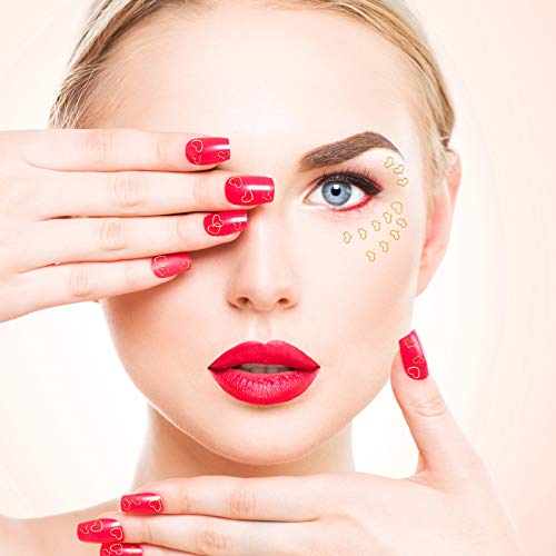 Pagow 1000Pcs 3D Gold Heart Nail Art Metal Charm Kit Love Small Metallic Diy Studs Sequins Decoration Spring Summer Accessories Gift For Women Girl(5/6Mm) #TOP1