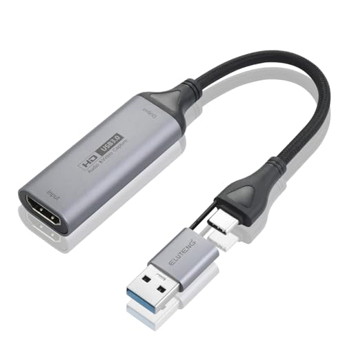ELUTENG Video Capture Card, 4K HDMI to 1080P USB-A/USB-C Video Recording Card for Gaming, Video...