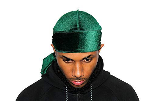 Drippy Rags | Velvet Durags | 360 Waves Luxury Hypebeast | Long Straps Looks Great Long Lasting (Green)