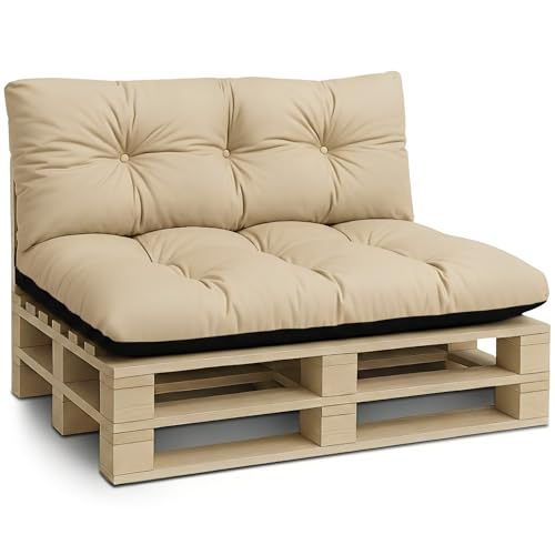 Amazinggirl Cojines para palets Exterior Cojín de Respaldo 120x40 cm - Cojin por Palet o Almohada jardín por Banco terraza balcón y Patio Almohadas para Asiento en Jardin Beige