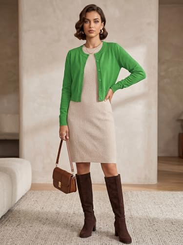 Image of LETDIOSTO Cropped Cardigan Bolero Shrug for Women, Button Down Long Sleeve Knit Sweater for Dresses,for Jeans, XS to XL