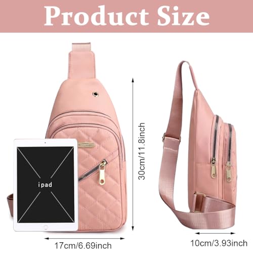 Image of PALAY Crossbody Sling Bag for Women - Oxford Cloth Phone Bag, Stylish Pink Chest Bag, Versatile Fashion Travel Shoulder Bag
